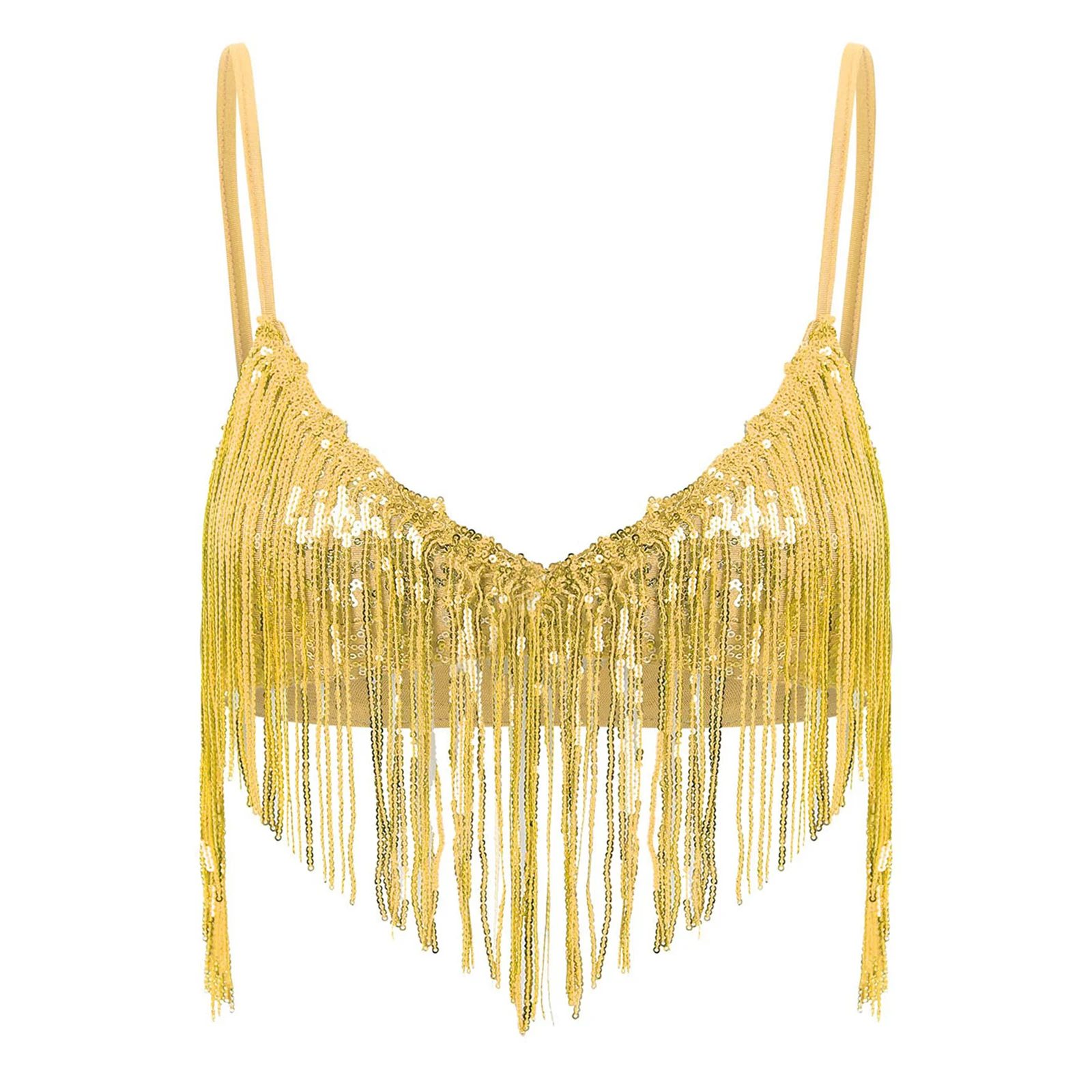 

Glitter Belly Dance Bra Top – Stylish Sequin Fringe Bralette for Women’s Clubwear, Disco & Performance Costume Belly Dancewear
