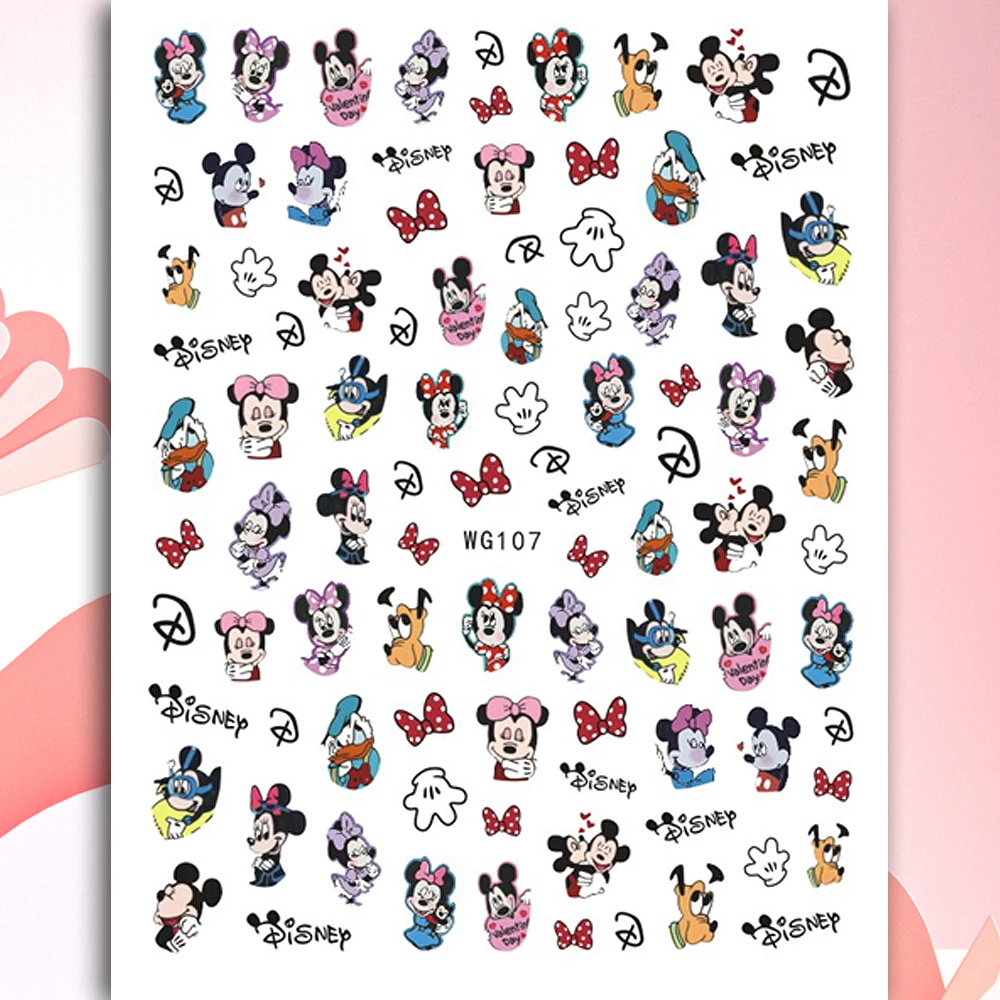 10PCS DIY Disney Collection Cartoon Nail Art Sticker 3D Mickey The Lion King Self Adhesive Nail Slider Tom Cat Nail Decal