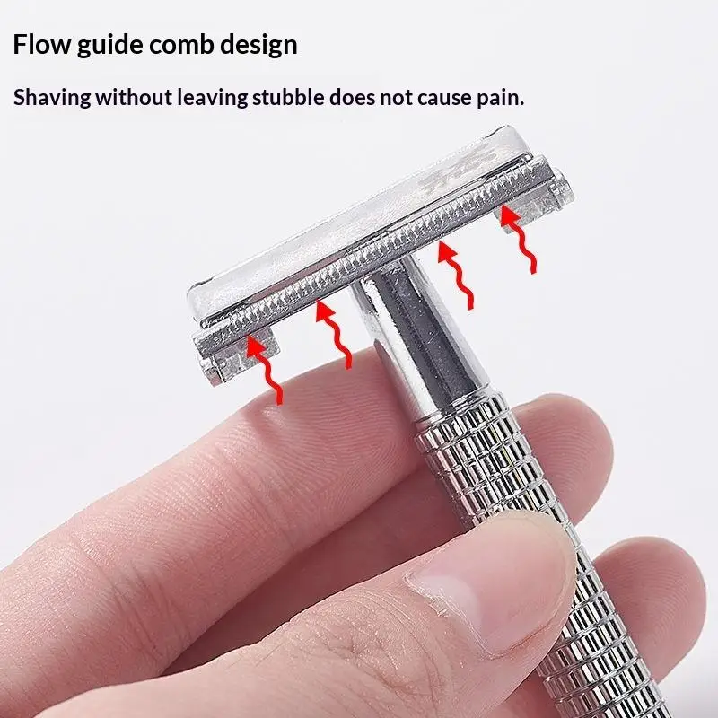 Unisex Doppelklingen-Sicherheitsrasierer-Set Professionelles Friseur-Styling-Zubehör Mit Eleganter Box Halterung Klinge Inklusive – Detail 6