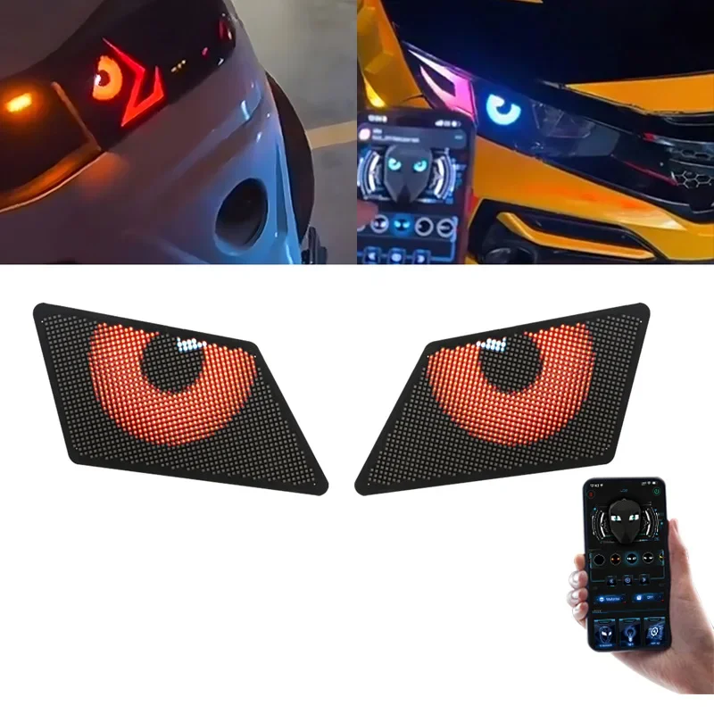 Demon Eye Led Display For Car Headlight Modification DIY Animation Devil Eyes Pattern Turn Signal Lamp APP Control Pixel Panel