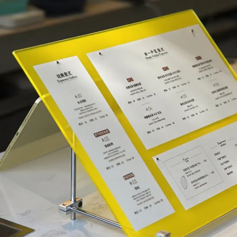 Acrylic Menu Stand, Clear Sign Holder for Coffee Shop, Counter Display Stand for Price List, DIYMenu Holder