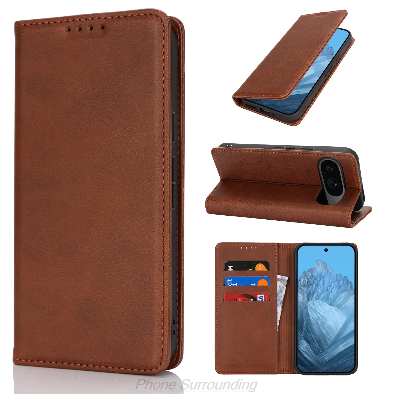 

Кожаный чехол для Google Pixel 9/Pixel9 Pro, флип-чехол, держатель для карт, кобура с магнитным притяжением, чехол-кошелек Fundas Coque