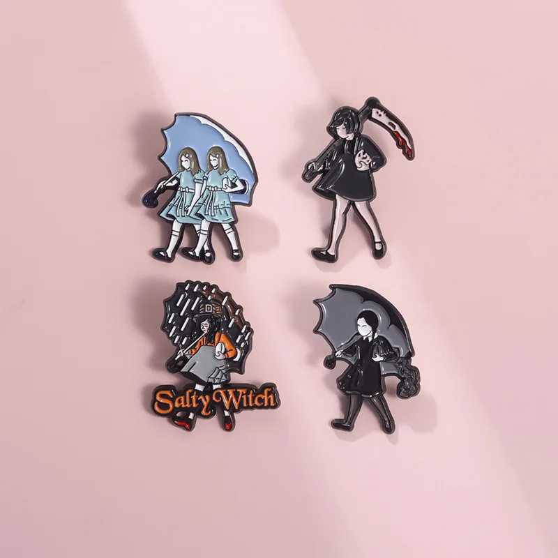 Cartoon Horror Film Characters Badge Punk Gothic Enamel Pins Creative Custom Movie Metal Brooches Punk Jewelry Gift For Friends