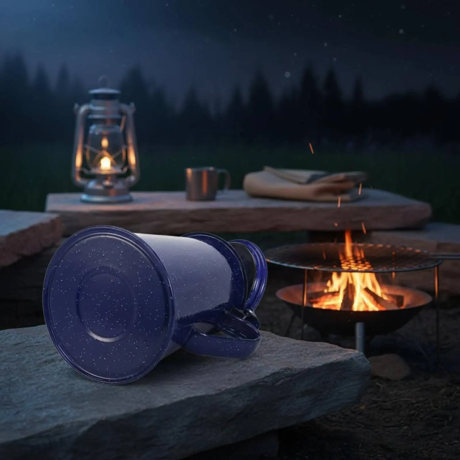 Enamel Coffee Pot Easy to Clean Camping Enamel Pot Blue Speckled Kettle Long-Lasting Coffee Boiler Boiling Water view 3