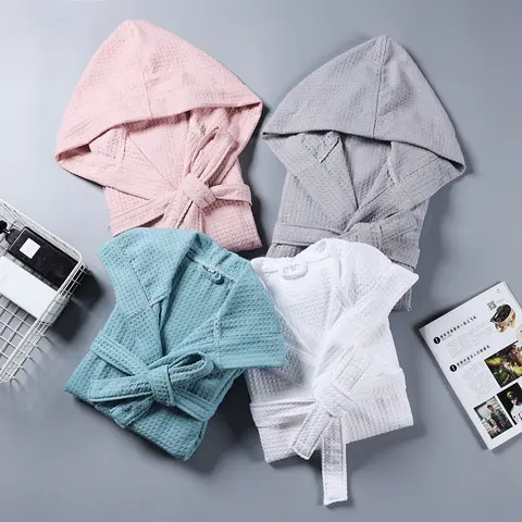 여름 코튼 목욕 가운 남녀공용, 후드 잠옷, 모슬린 가정 의류, 단색 로브, 여성 잠옷 Best5