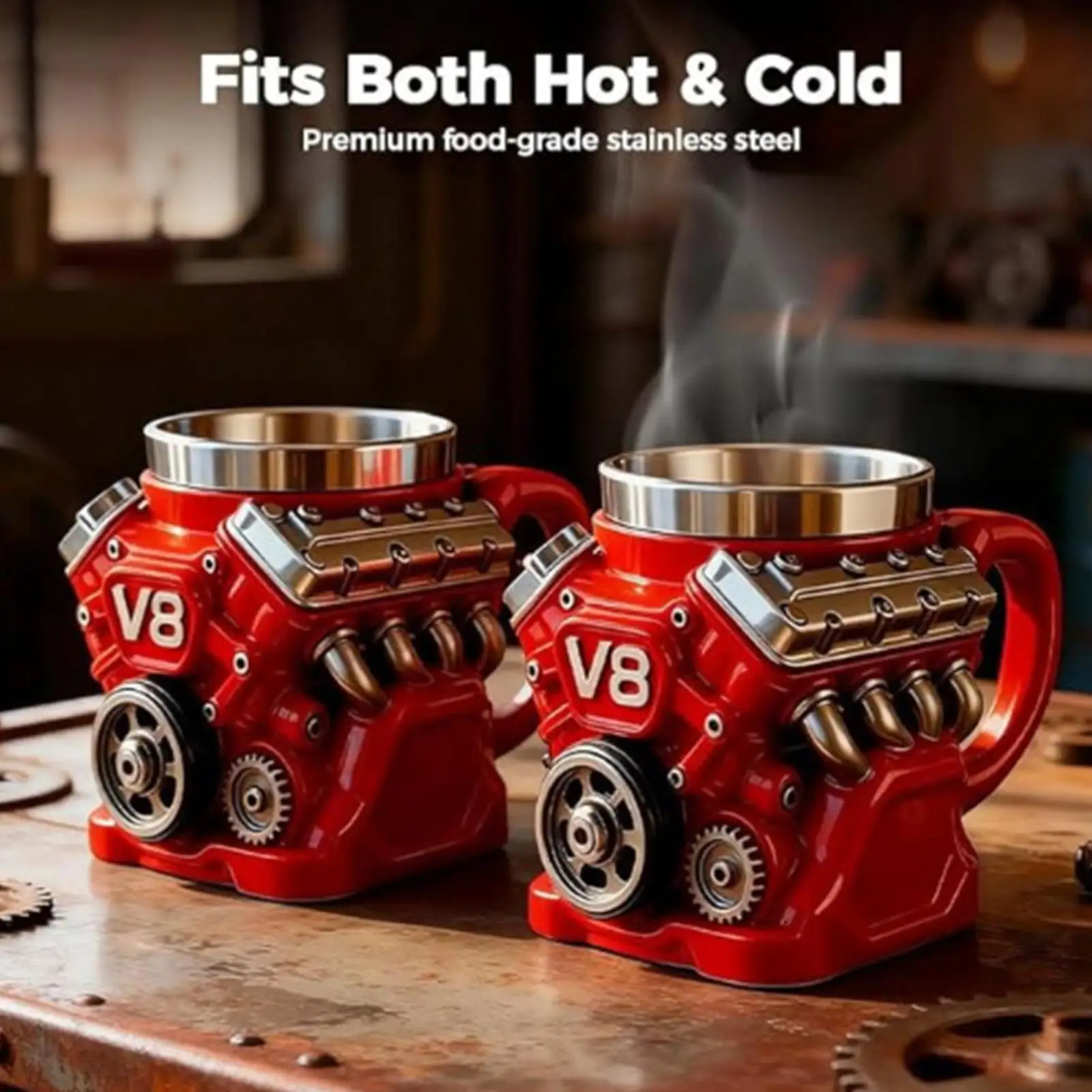 

Coffee Travel Mug Mechanical Cup Stainless Steel Engine Travel Mugs for Coffee for Men Car Enthusiast Valentine's Day Birthday