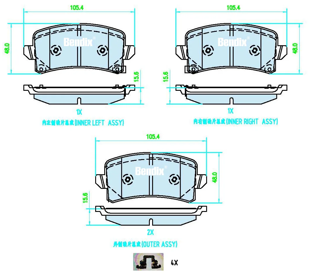 THREEON Ceramic Rear Brake Pads For HAVAL H6 1.5T Gen 3 2020-Pre 2.0L 2021-Pre H6S GDIT ORA 03 ORA CAT GWM DARGO TO1280-R