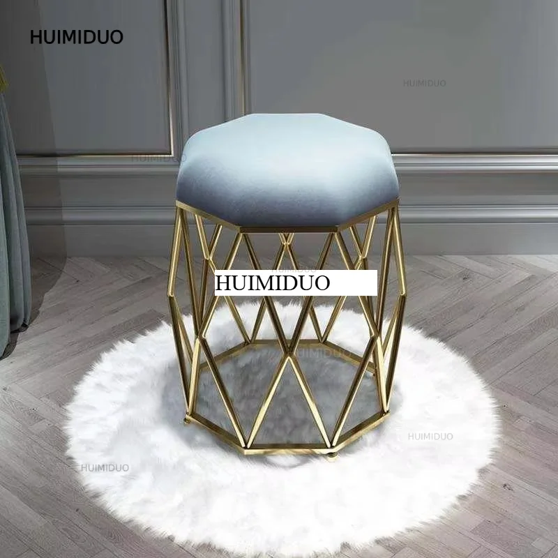 stools makeup chair living room furniture stoolchair Iron Modernminimalist Round low stool Nordic furniture dressing tablepadded