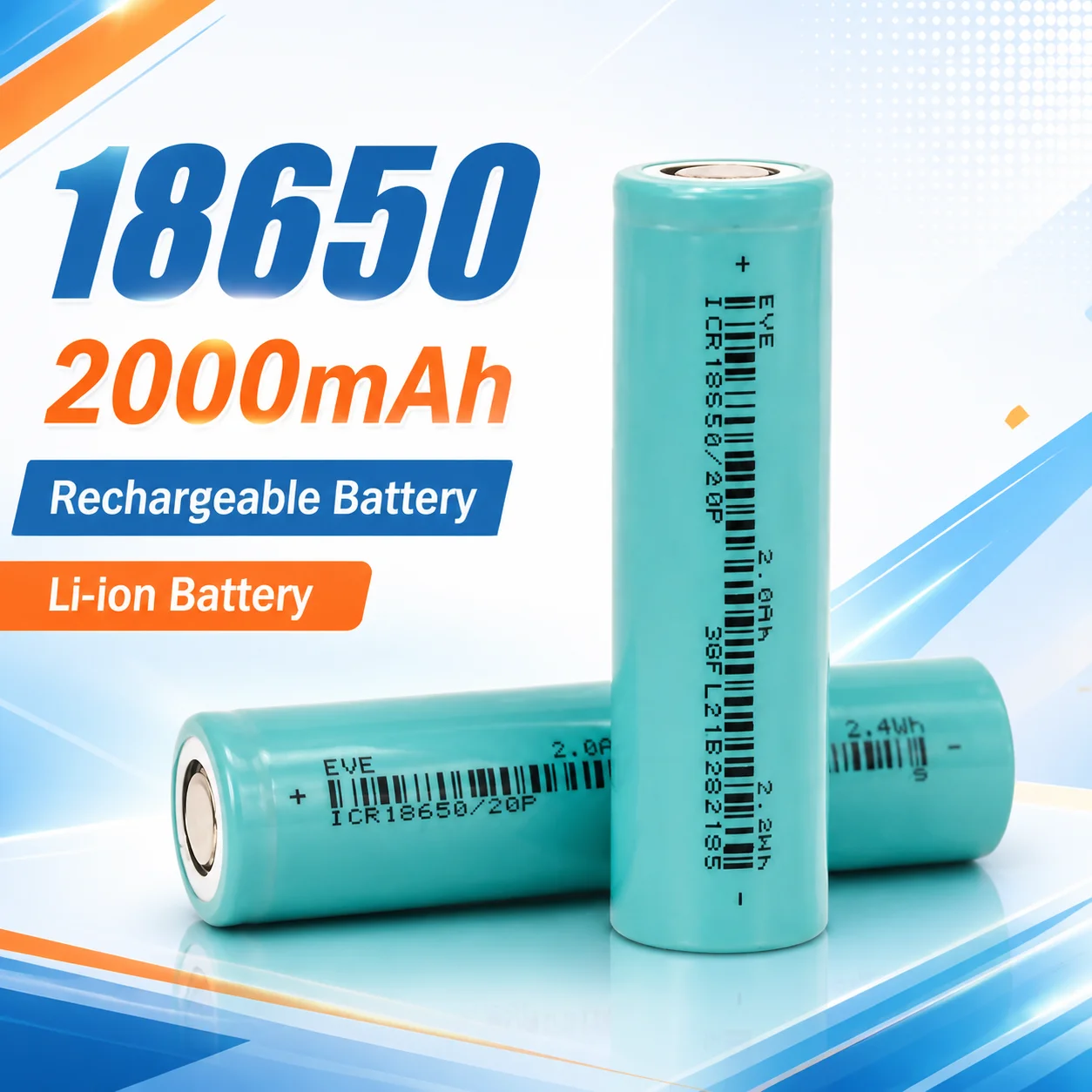 18650 Rechargeable Battery 20P 2000mAh 3.7V ICR Li-ion Battery Cell for Flashlight Use Rechargeable Power Cell