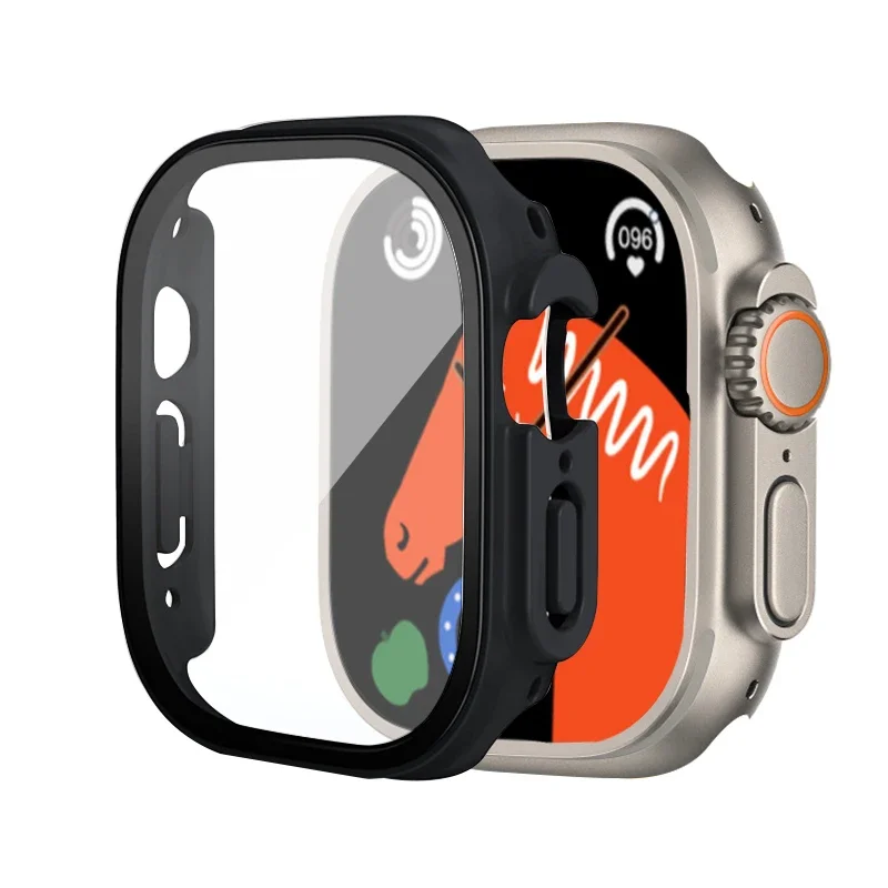 Matte PC Case Built-in Tempered Glass For Apple Watch Ultra 3 2 1 49mm Shockproof Full Cover Anti Scratch Men Women