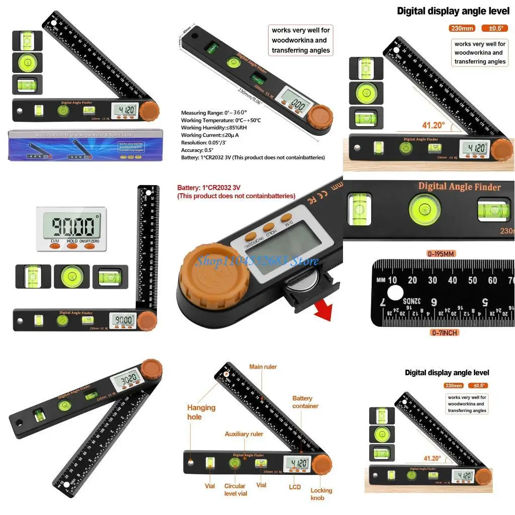 

Y6GD Goniometer Electronic-Protractor Digital Display Gauge Measurement Tool Ruler Woodworking Tools Meter Finder
