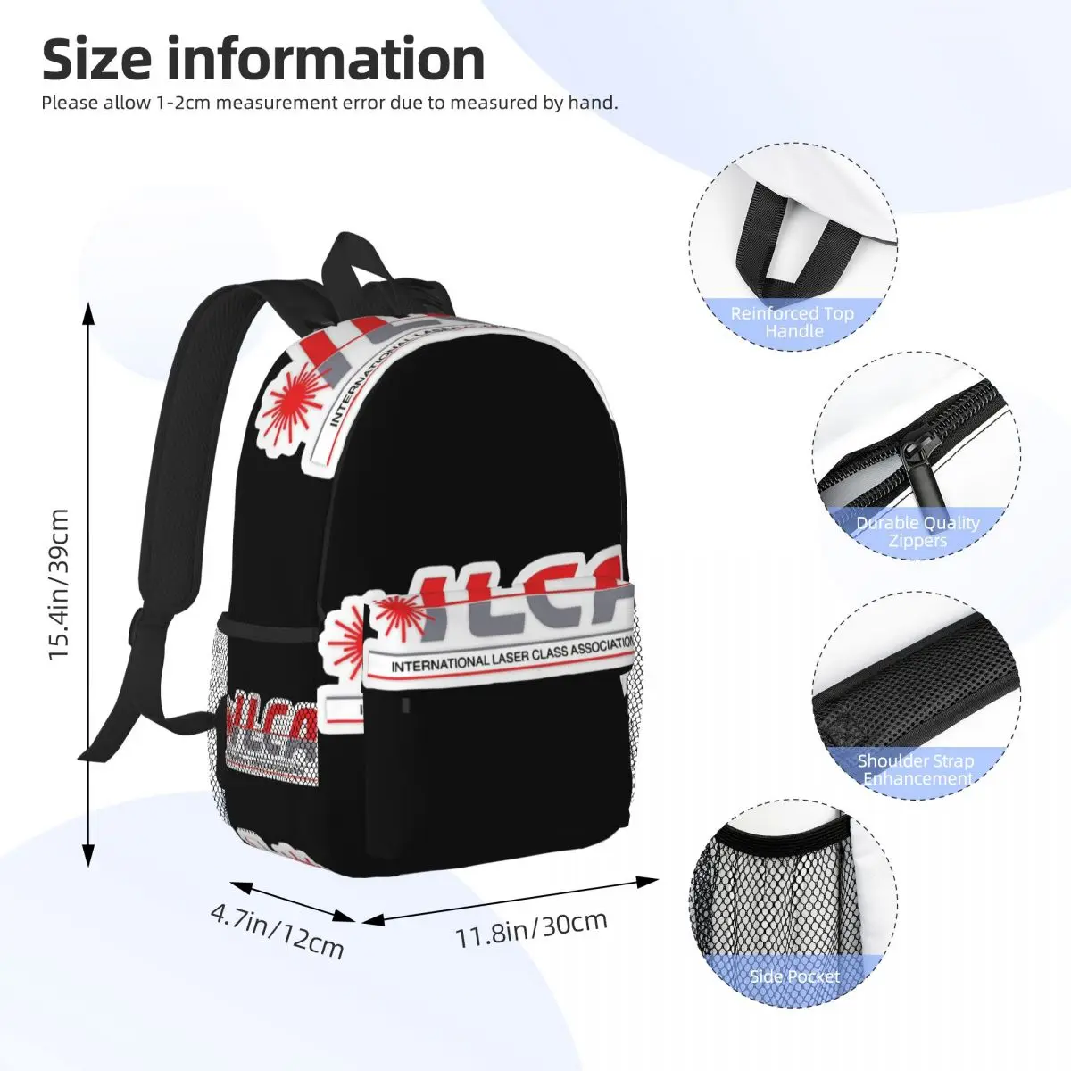 ILCA- International Laser Sailing Association Backpack Middle High College School Student Bookbag