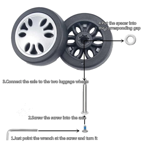 Imagen 2 del producto Kit de repuesto de ruedas de equipaje de 8 piezas, diámetro de 2 pulgadas/50Mm de grosor, 0,47 pulgadas/12Mm de goma resistente, silencioso, Maleta de repuesto