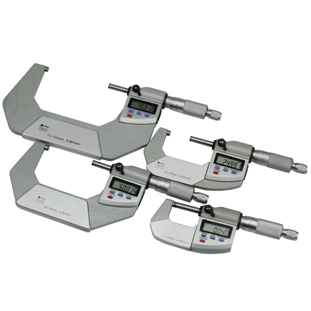 0-100mm electronic micrometer 0.001mm IP65 water proof  digital micrometer thickness caliper gauge 4pcs/set