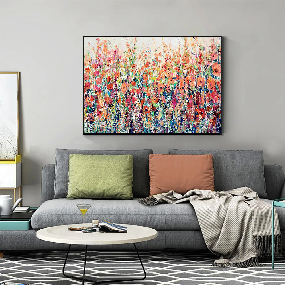 Nordic small fresh flower canvas painting home living room bedroom sofa background wall hotel host decoration painting