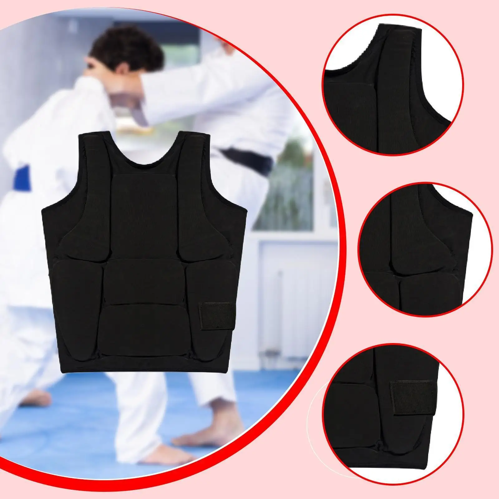 Boxing Belly Protector Adjustable Karate Chest Guard Rib Shield Taekwondo Protective Gear for Adult Training Sessions