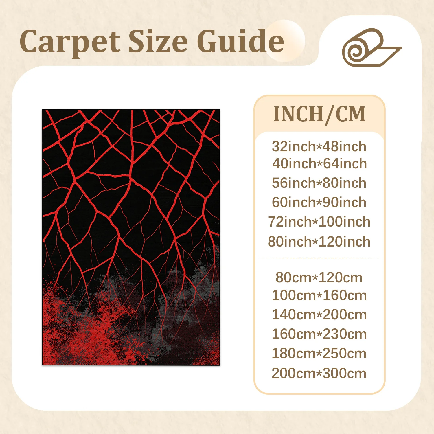Abstract Red Cracked Line Splatter Pattern Area Rug, Velvet, Machine Washable, Floor Covering for Living Room, Bedroom, Entryway, Office, Perfect for Halloween, Thanksgiving, Black Friday, Christmas, New Year Home Decor