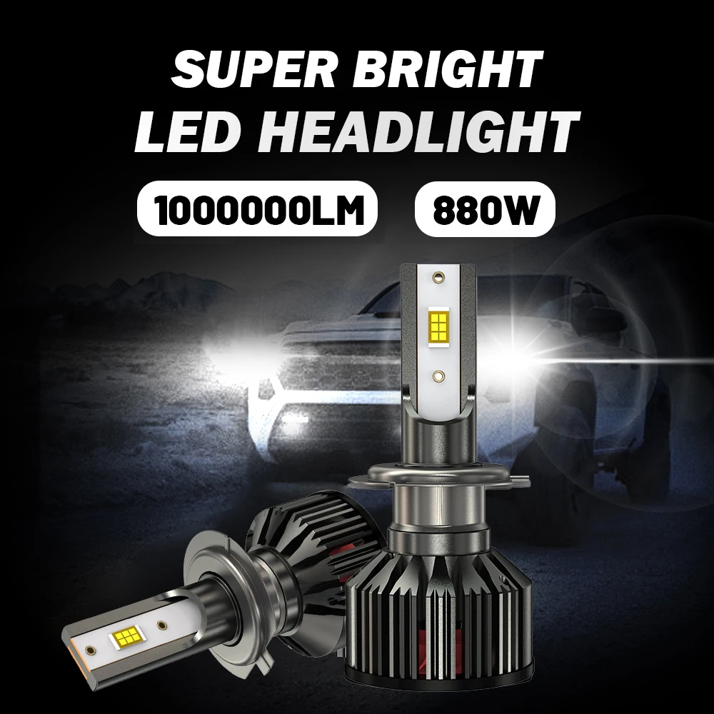 

ACTVTCA Mini H4 H7 LED Car Headlight Bulb 1000000LM 6000K H1 H8 H9 H11 9005 HB3 9006 HB4 Running Auto Fog Light Canbus Headlamp