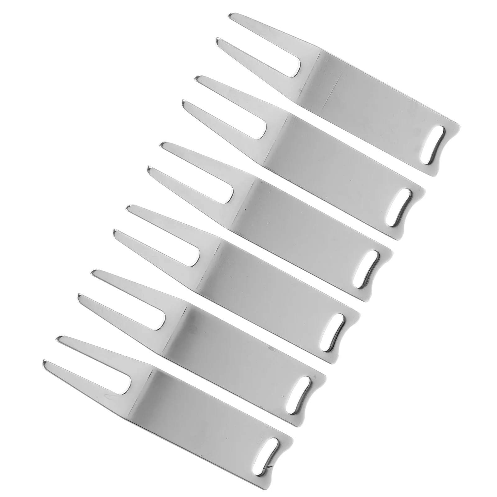 

6pcs Golf Divot Repair Tools Portable Golfing Forks Silver Metal Durable Compact Ball Marker Groove Sharpener Practical Design