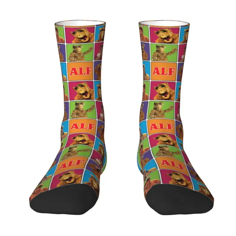 Alien Life Form ALF Meme Collage Dress Socks Mens Womens Warm Fashion Sci Fi TV Show Crew Socks