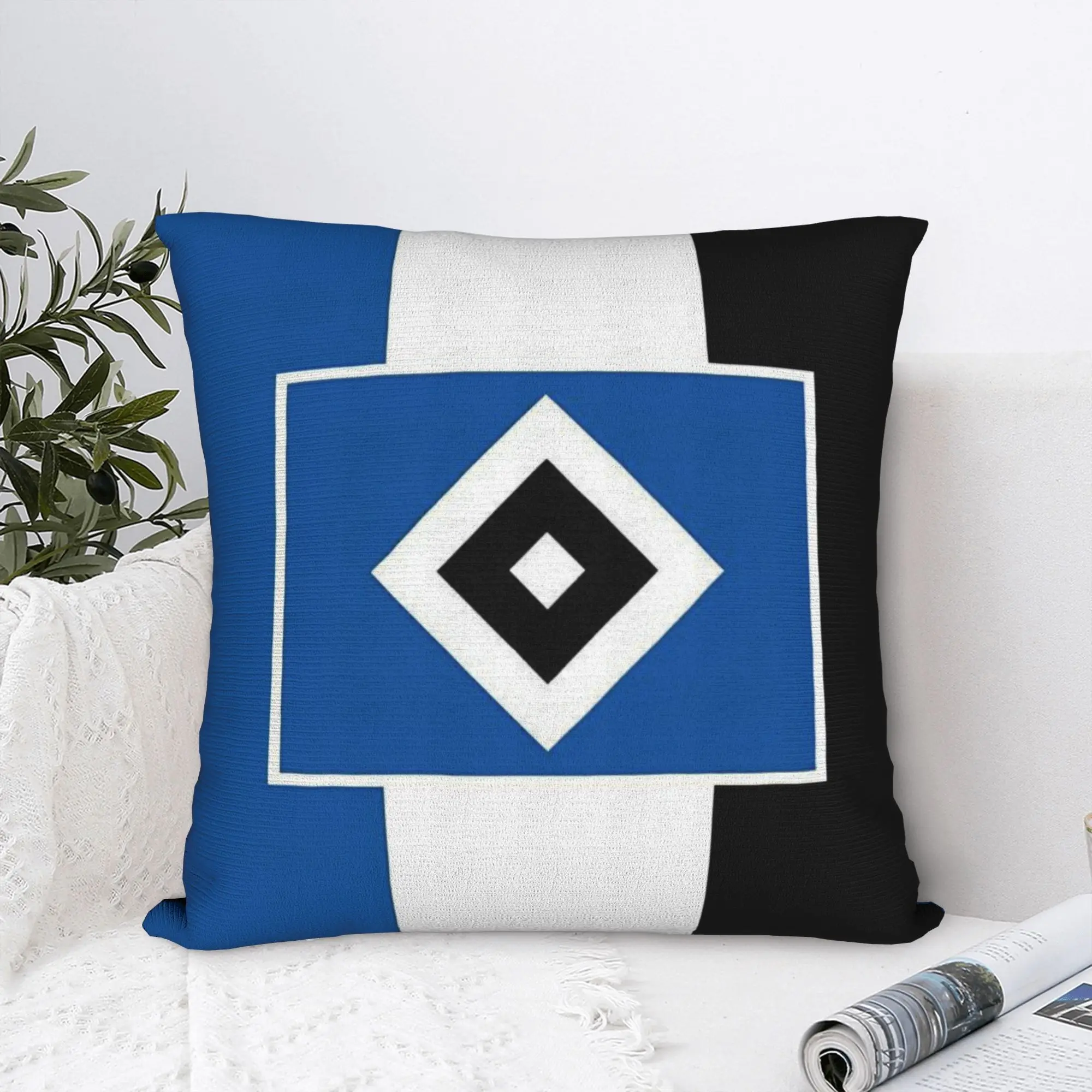 HSV German Soccer Club Square Pillow Case Hamburgers SV Bundesligas Cushion Cover Custom Decorative Pillowcase for Home 40*40cm