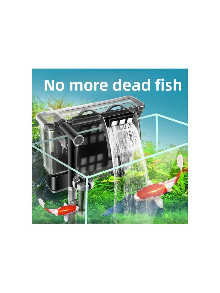 Filtro de Acuario de Pared con Circulación en Cascada Externa Tres en Uno, Oxigenador para Peceras Pequeñas, Biowheel Activado C...