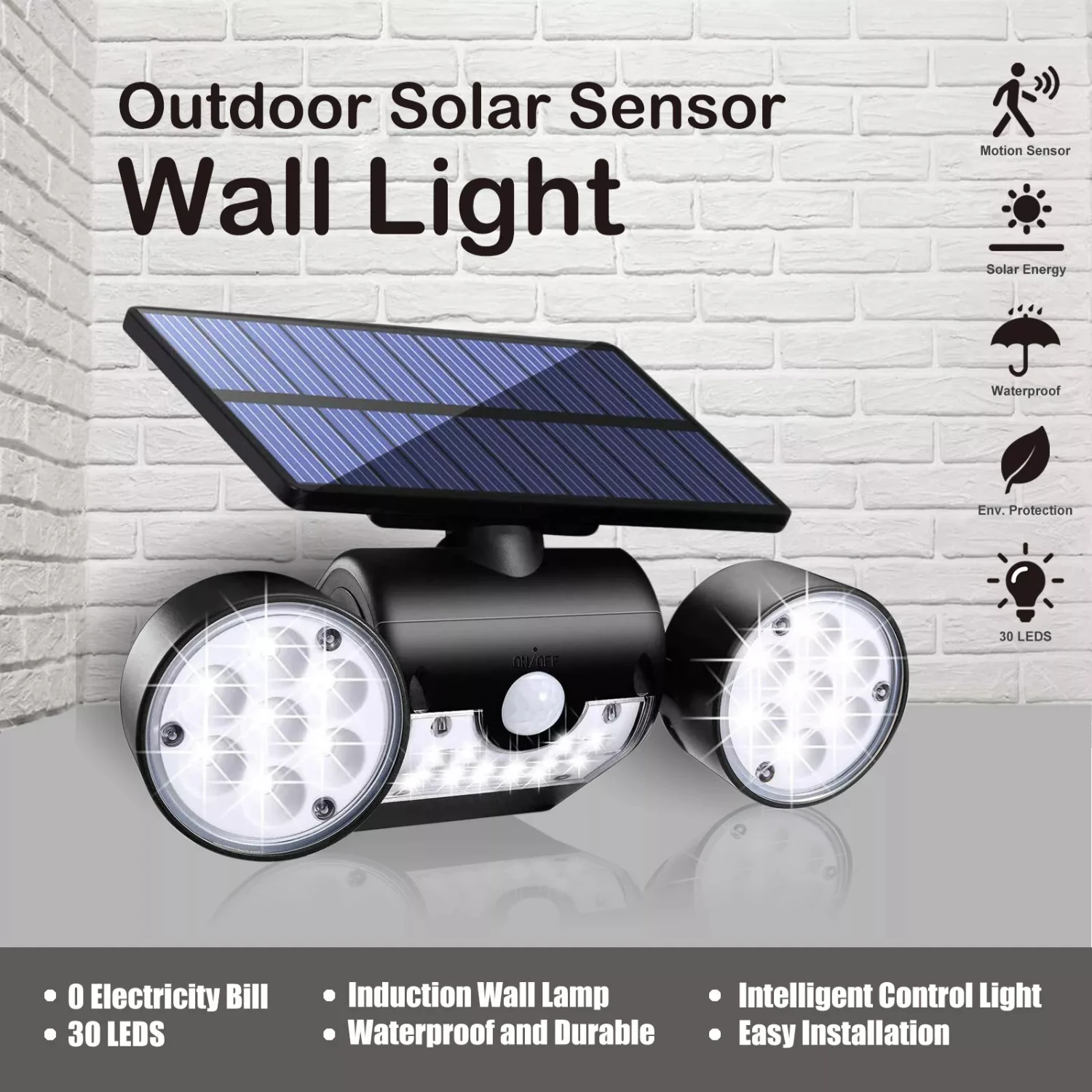 

Solar Panel LED Light Flood Lamp Outdoor Security Motion Sensor Detector