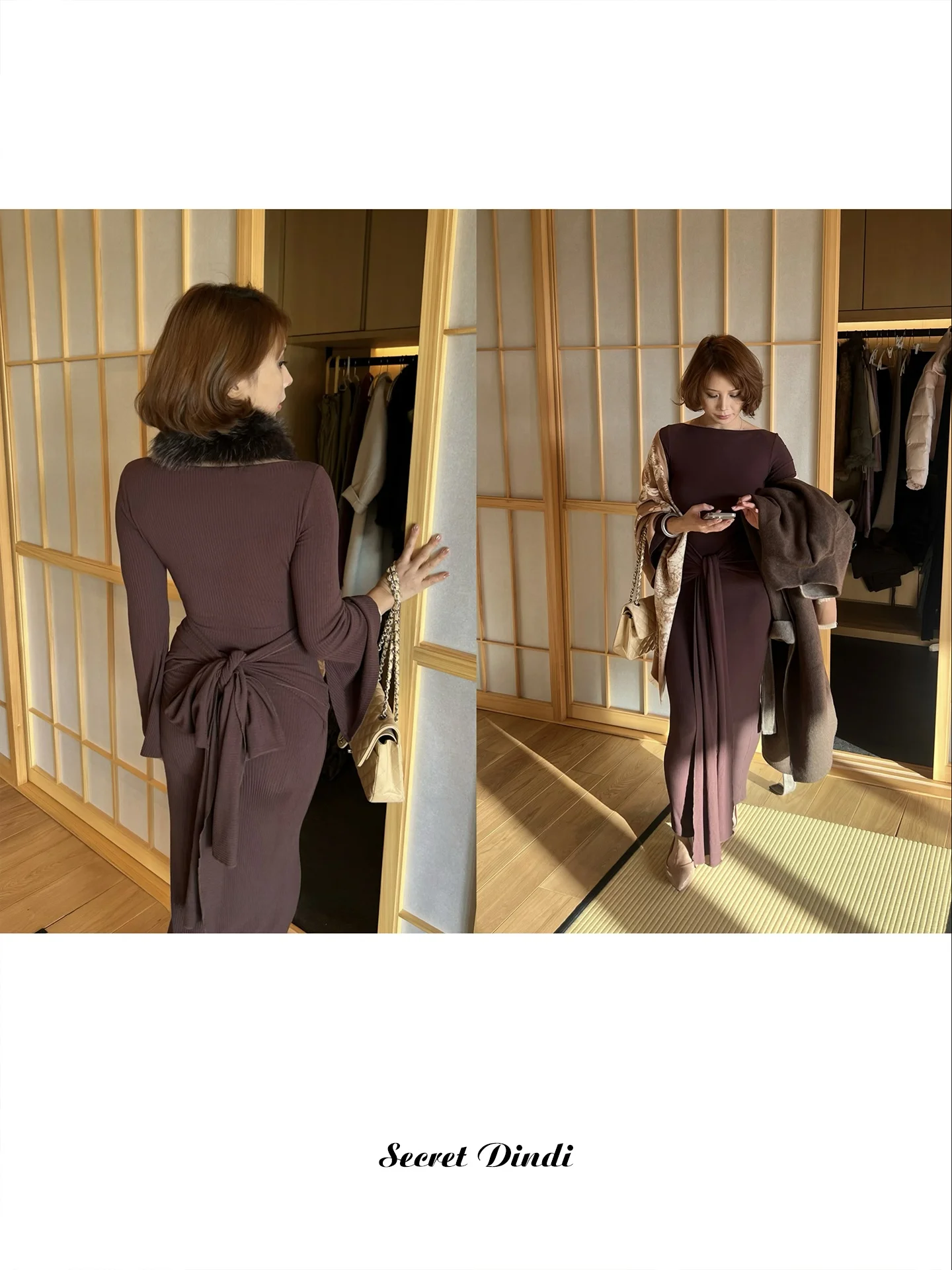 

Ele Long Sve Wrap Dr Secret Dindi Women's Faion Casual Sle Slim Fit One oulder Dr Versatile for Ladies