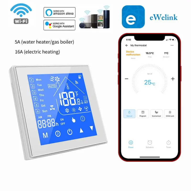 Ewelink WiFi Smart Thermostat For Electric Floor Heating Gas Water Heater Smart Home Temperature Controller Alexa Google Home