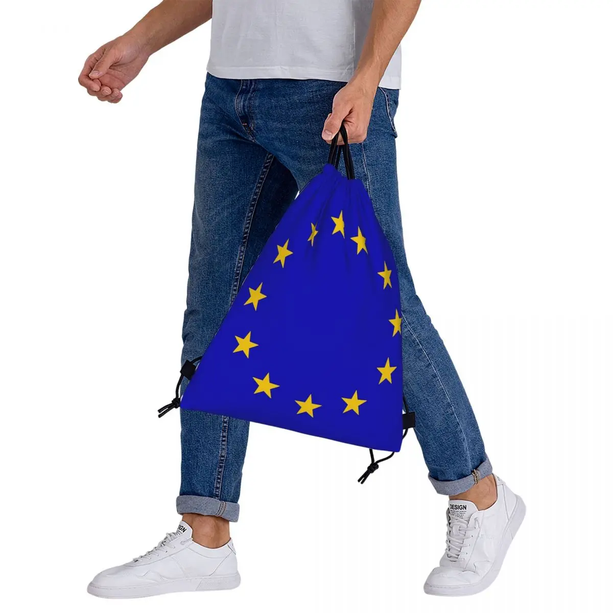 EU-Flagge Rucksäcke Mode tragbare Kordel zug Taschen Kordel zug Bündel Tasche Sporttasche Bücher taschen für Mann Frau Studenten