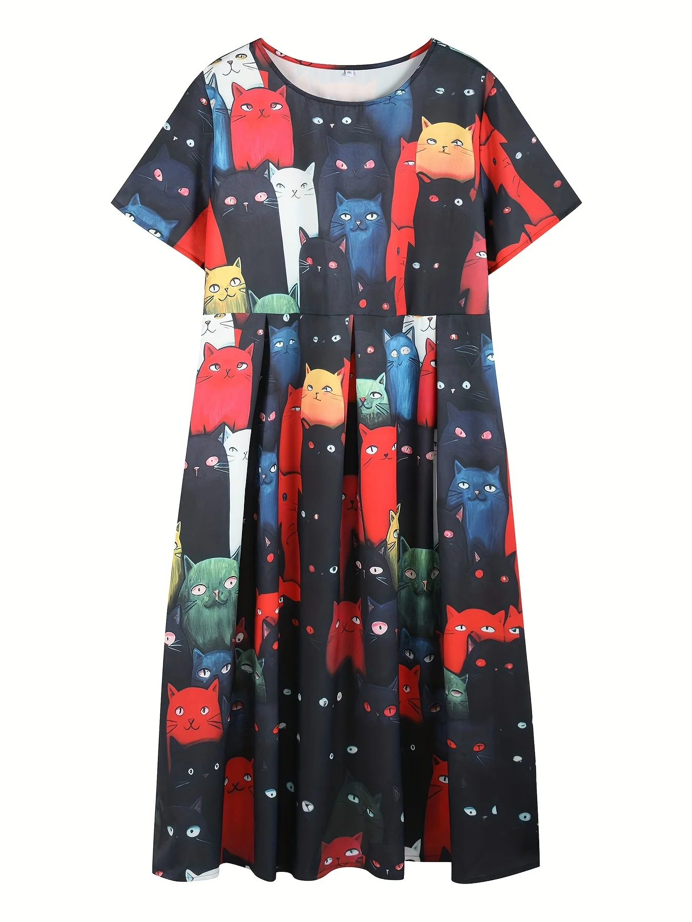 فستان نسائي أسود منسوج كبير الحجم كاجوال بوهيمي ماكسي صيفي على شكل حرف A ملابس طويلة بطول كامل باللون الأسود