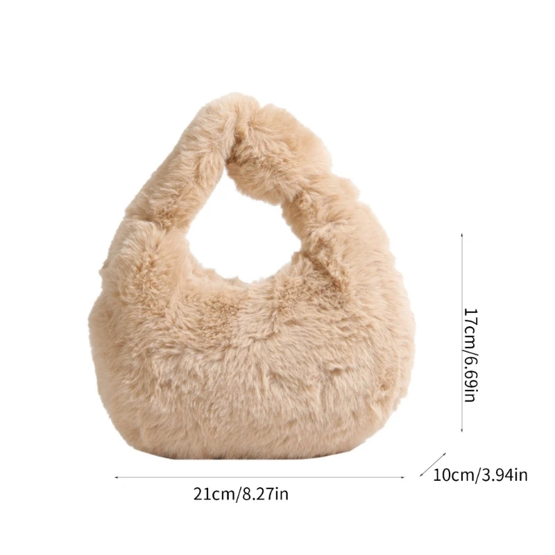 กระเป๋าถือลำลอง Faux Furs กระเป๋าสะพายสุภาพสตรี Tote Underarm กระเป๋า Winter Plush Bag