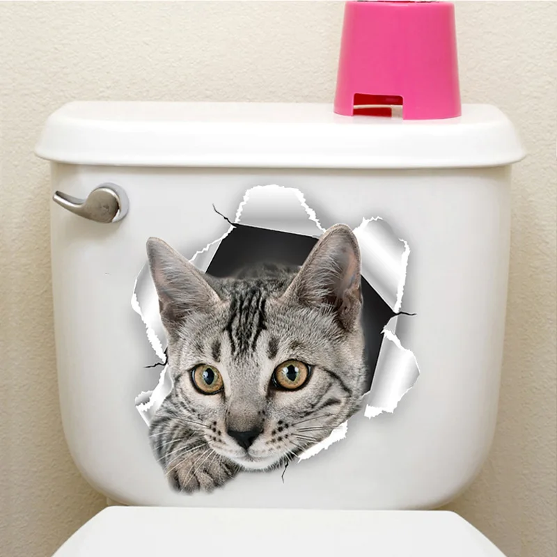 New Cartoon Toilet Sticker Toilet Bathroom Waterproof Self-adhesive Paper Cute Cat Expression Sticker S1091