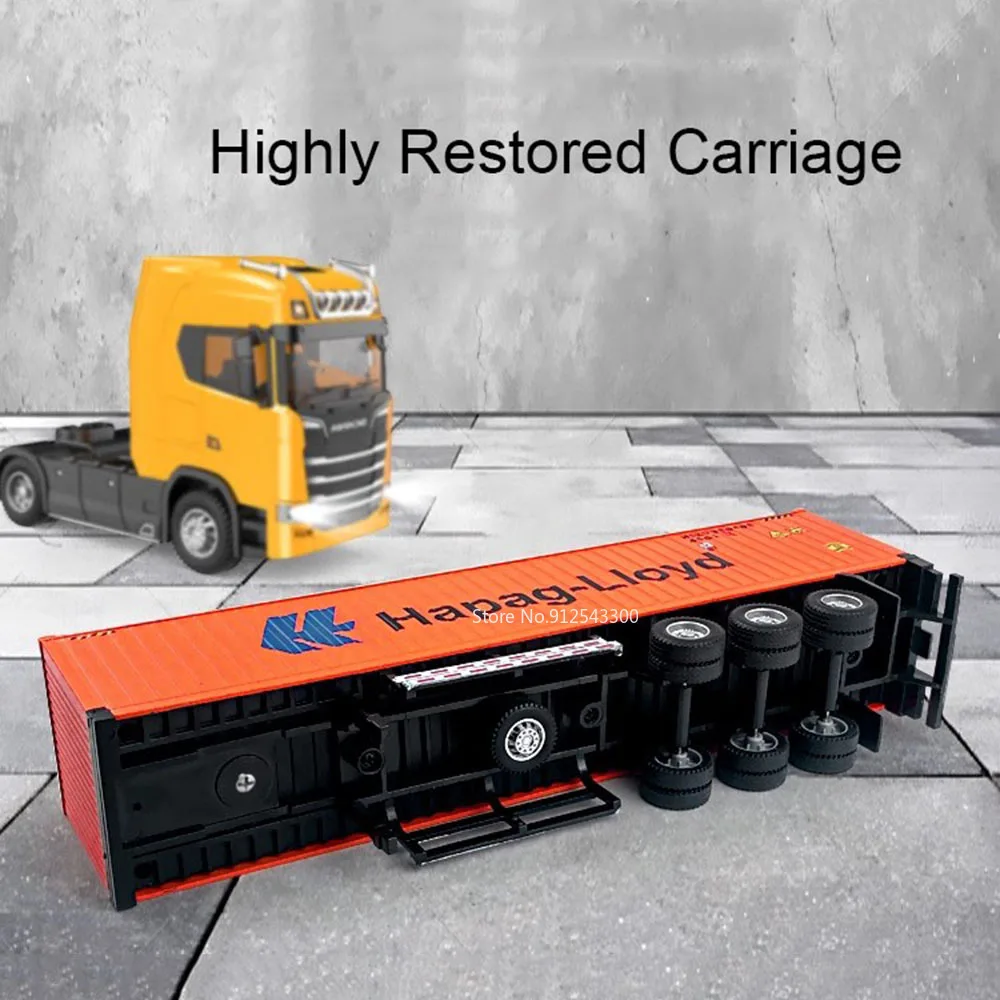1:50 Scale Truck Transport Car Model Toy Metal Container Alloy Diecast Simulation Engineering Container Vehicle Models Boys Toys - view 6