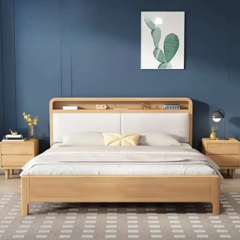 Wood Headboard Simple Bed Frame Double Elegant Modern King Size Twin Bed Frame Under Storage Cama Moderno Lujo Bedroom Furniture