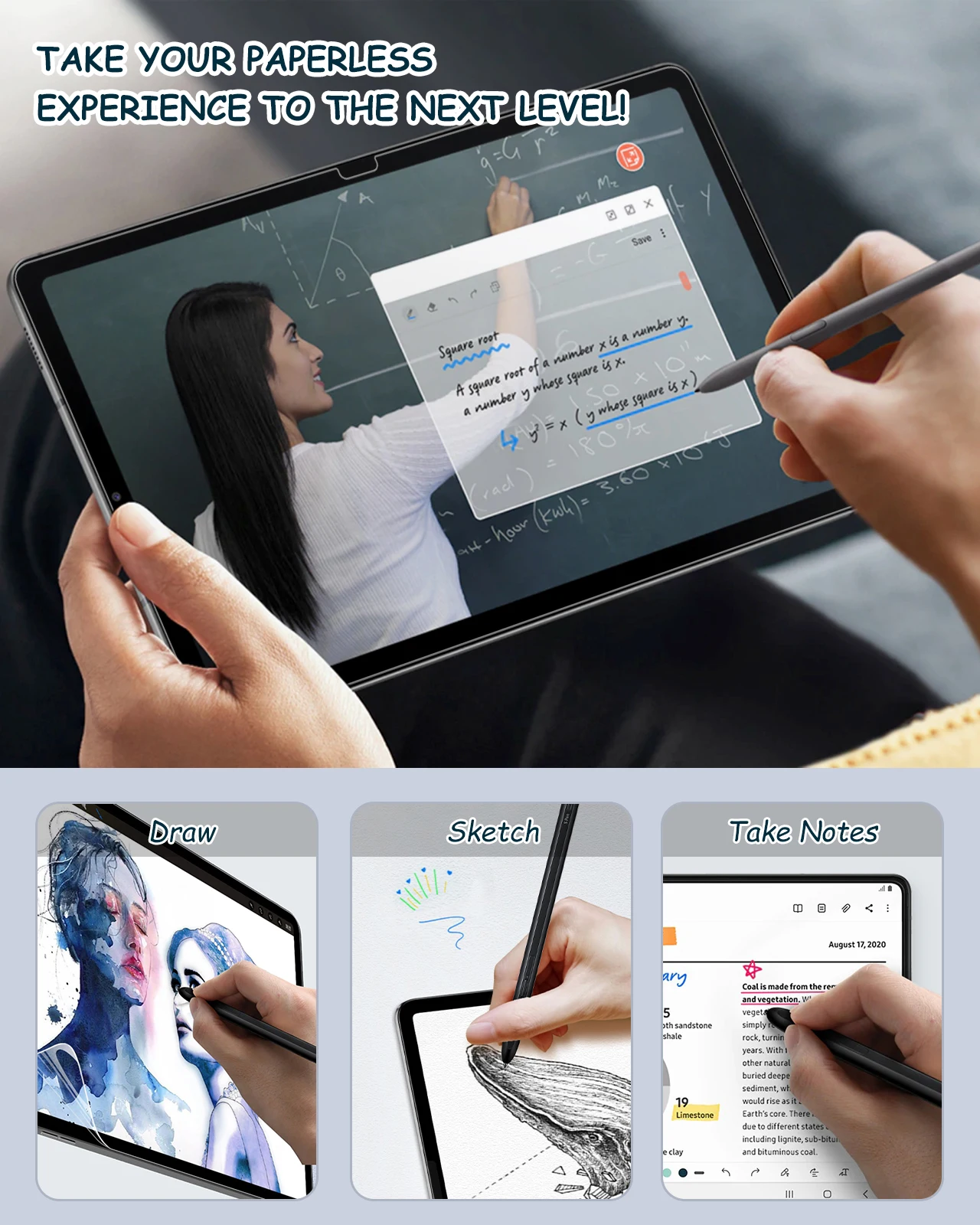 2 حزمة حامي الشاشة الورقية لسامسونج غالاكسي تبويب S10 FE زائد/FE + 2025 المضادة للوهج PET حامي الشاشة فيلم ل Tab S10 FE + #3