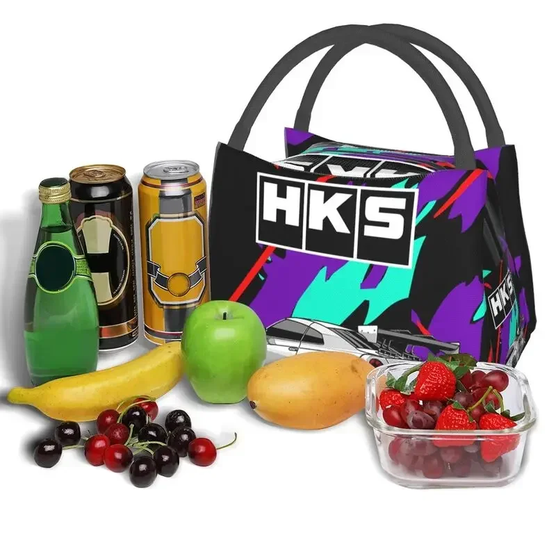 Custom Japanese Retro Auto Hks Jdm Drifting Lunch Bags Men Women Cooler Thermal Insulated Lunch Boxes for Work Pinic or Travel