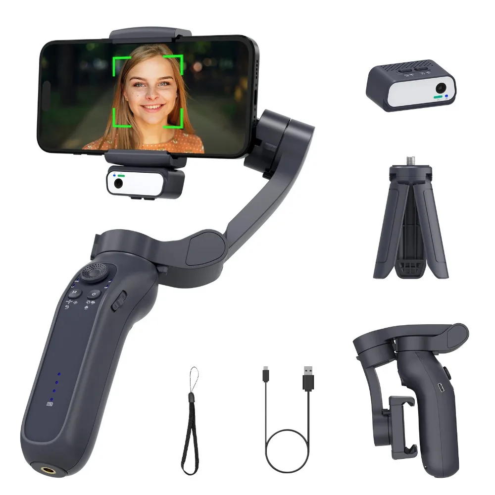3-Axis Handheld Gimbal Stabilizer for Smartphone and Camera L7B Folds Automatic Face Tracking Selfie