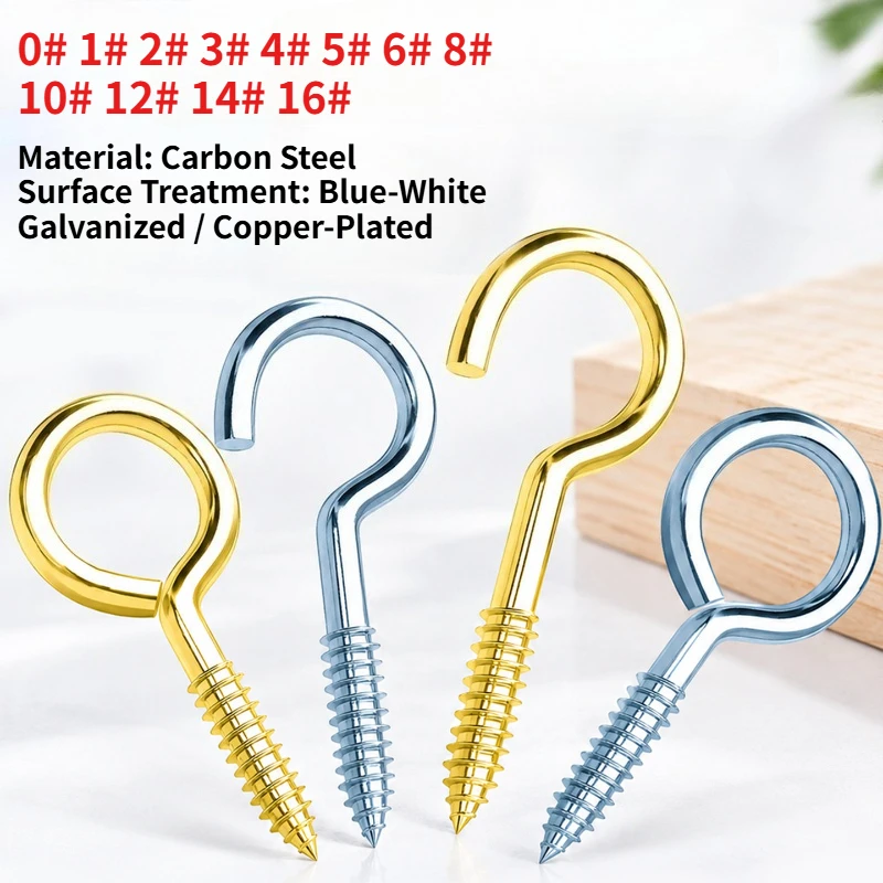0#1#2#3#4#5#6#8#10#12#14#16# Sheep Eye Screw Open Closed Type, Carbon Steel Self Tapping Eye Hook Screws Hook Screws Wood Screws