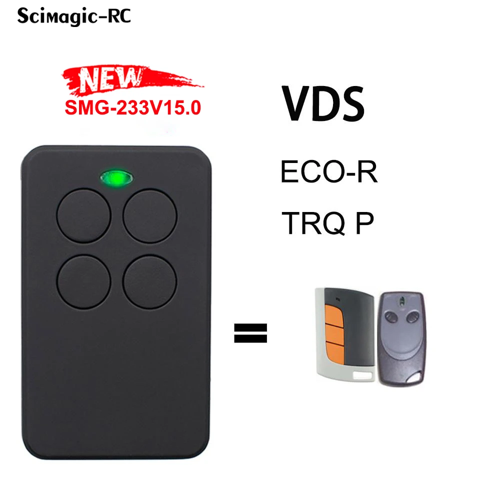 100% Cloning VDS 433MHz Garage Remote Control VDS TRQ P / ECO-R 433.92MHz Rolling Code VDS Gate Command Opener Keychain