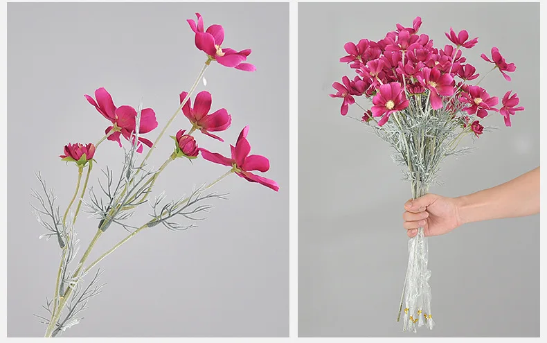 5 Stück Kunstblumen aus Flockseide, Kosmos-Seidenblumen, Heimdekoration, Ornament für Party, Hochzeit, Blumenarrangement, künstliche Gesang-Blume – Detail 19