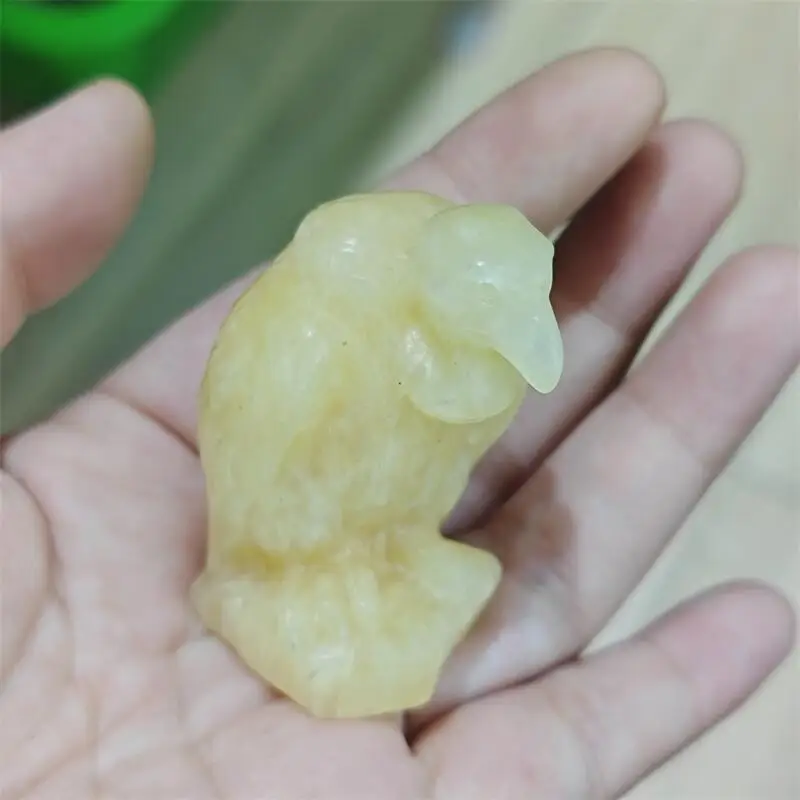 Natural Yellow Calcite Vulture Carving Crystal Healing Reiki Halloween Gift Festival Craft For Decoration 1pcs