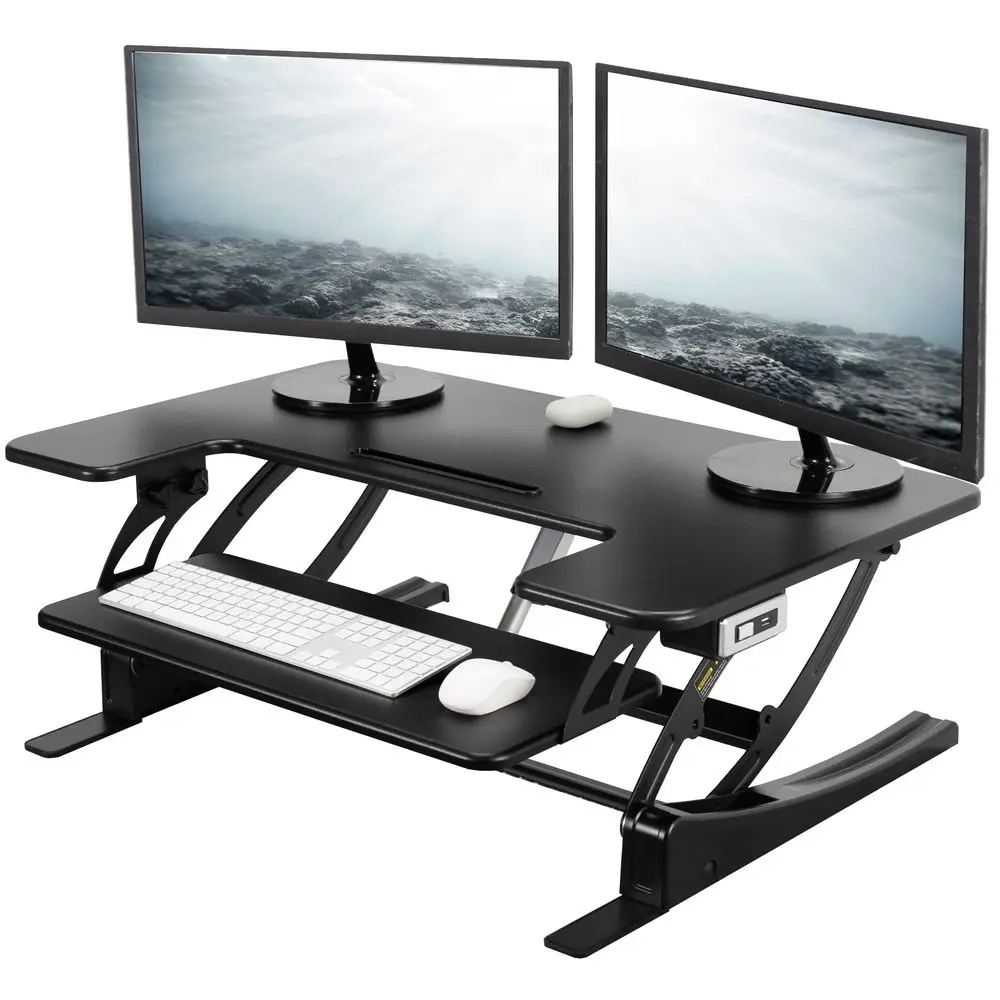 

36 inch Electric Height Adjustable Stand Up Desk Converter, VE Series, Sit to Stand Tabletop Dual Monitor Riser with USB Port,