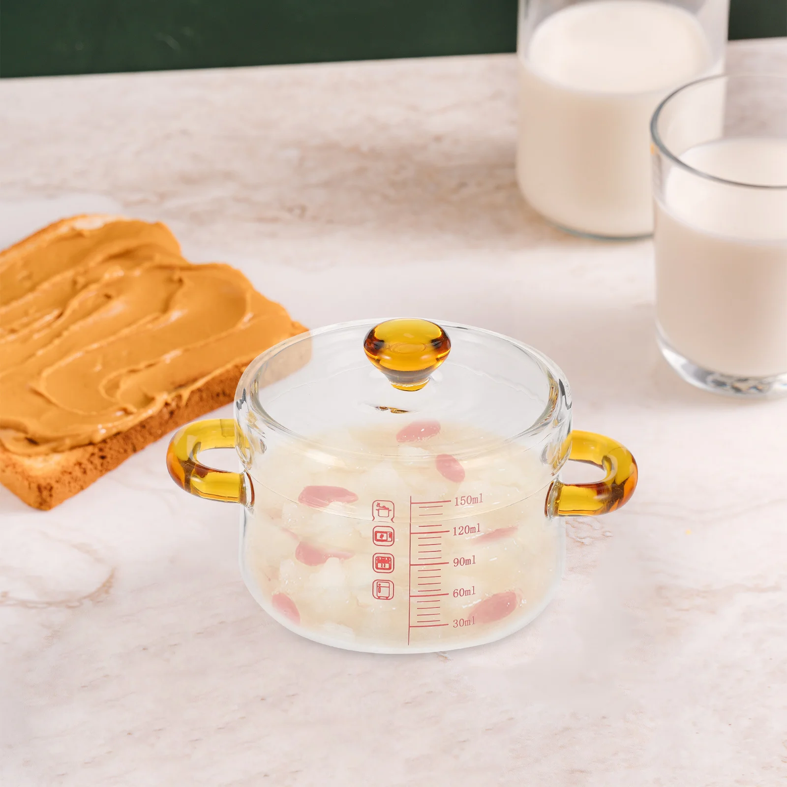 Glass Stew Pot Double Handle Transparent Steamed Egg Bowl Oven Cooking Kitchen Cookware Heat Resistant Cooking Pot