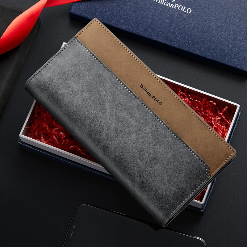 WILLIAMPOLO Men Wallets Long Style High Quality 44 card slots Male Purse Zipper Large Capacity Genuine Leather Wallet For Men