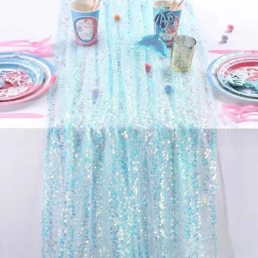 Decorative Table Runner Sequin Table Runner Sequin Fabric Iridescent Shimmer Mermaid Table Runner 30cmx180cm Sparkling Surface