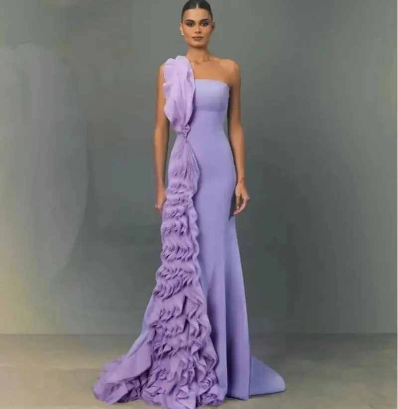 

Prom Dress A-line One-shoulder Long Dresses Customized Evening Party Gowns Modern Style Simple Classic Bespoke Occasion Dresses
