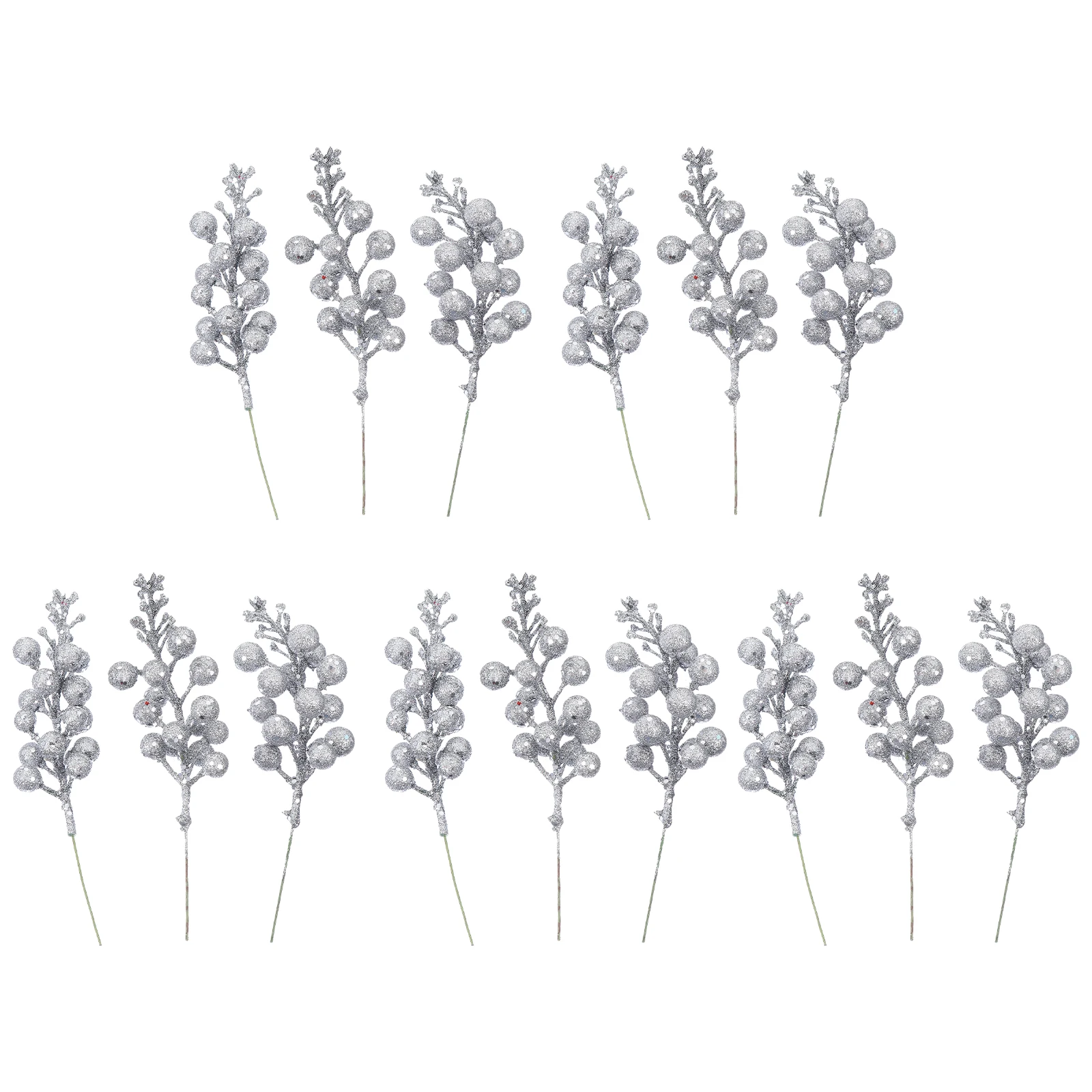 

15 Pcs Simulation Branches Fake Stems Silver Artificial Decor Christmas Tree Wreath Home Flower Arrangement