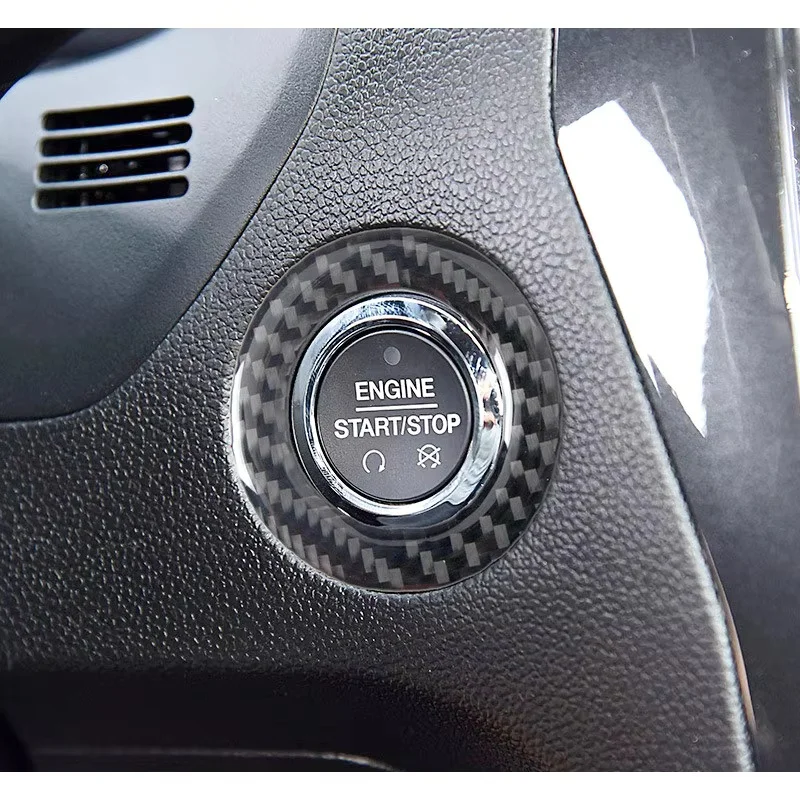 

Carbon Fiber Car Start Button Ring Modification Cover Trim Strips Decorative Stickers For Ford Explorer Car Inner Accessories