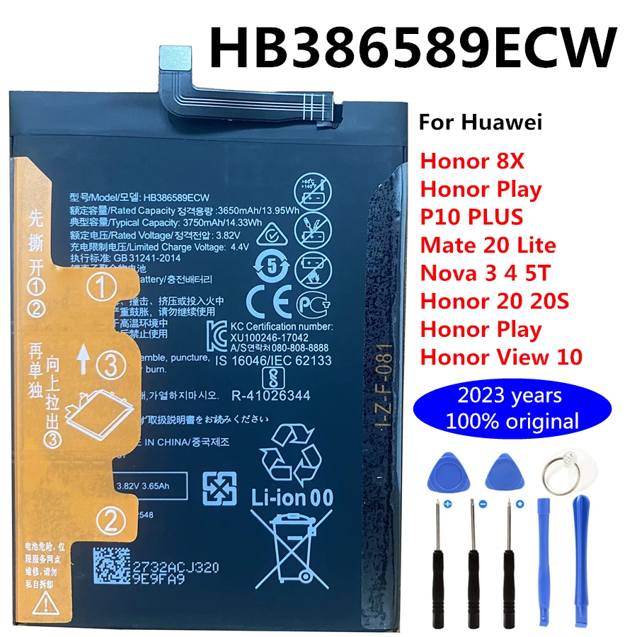 Original HB386589ECW Battery for Huawei Honor Play,20s,8X,COR-L29 COR-AL10 COR-TL10 COR-AL00,Mate 20 Lite,P10 Plus,Nova 5T Phone